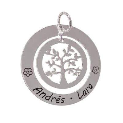 Colgante árbol de la vida personalizado plata de ley