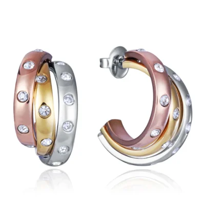 Pendientes Viceroy acero tricolor y circonitas