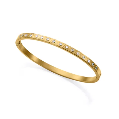 Pulsera rígida Viceroy acero IP dorado y piedras
