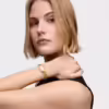 Reloj analógico joya con brazalete cadena de acero dorada Oval Time - Imagen 3