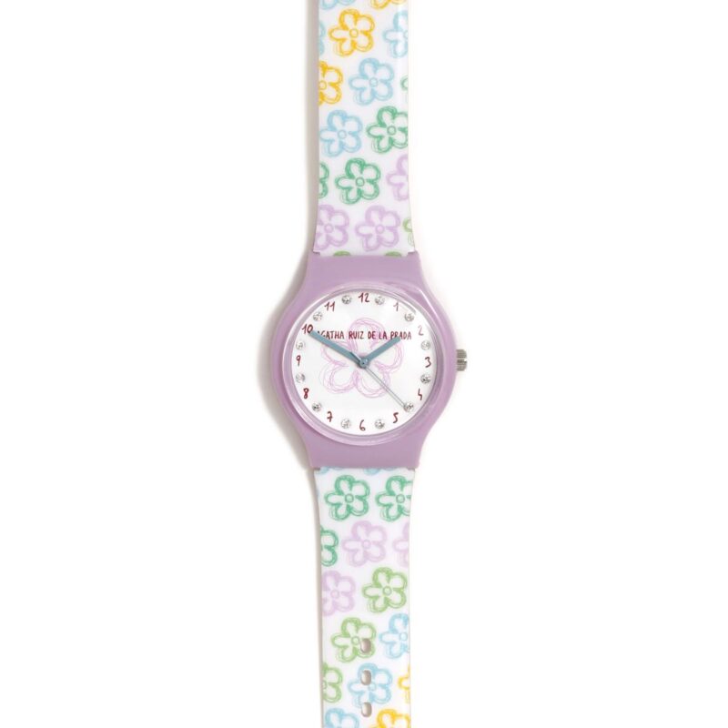 Reloj Agatha Ruiz de la Prada flores y circonitas lila