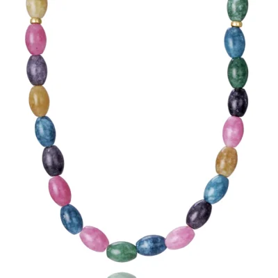 Collar Viceroy plata de ley bañado en oro y piedras naturales jade