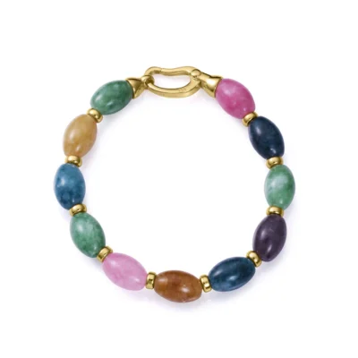 Pulsera Viceroy plata de ley bañada en oro y piedras naturales jade
