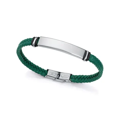Pulsera Viceroy acero y piel trenzada verde