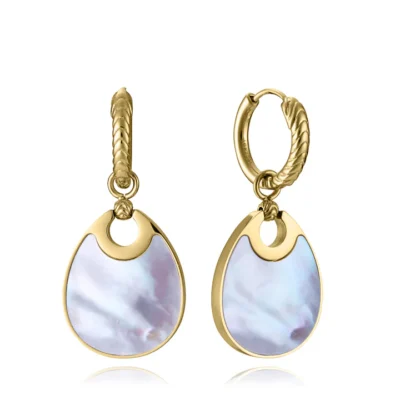 Pendientes Viceroy acero IP dorado reversibles con piedra natural y madre perla