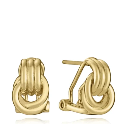 Pendientes Viceroy acero IP dorado nudos y cierre omega