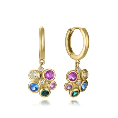 Pendientes Viceroy plata de ley bañados en oro y circonitas multicolor