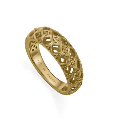 Sortija plata de ley bañada en oro calada