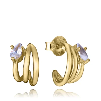 Pendientes Viceroy plata de ley bañado oro aro abierto triple