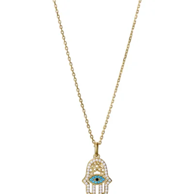 Gargantilla Viceroy plata de ley bañada en oro con colgante mano de Fátima