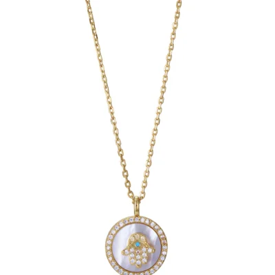 Gargantilla Viceroy plata de ley bañada en oro con mano de Fátima y circonitas