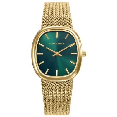 Reloj Viceroy señora acero IP dorado y malla milanesa esfera verde