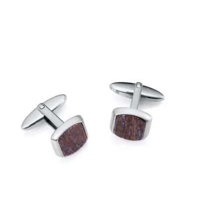 Gemelos Viceroy acero con piedra natural broncita