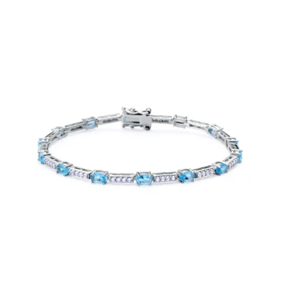 Pulsera Viceroy plata de ley bañada en rodio con circonitas blancas y celestes