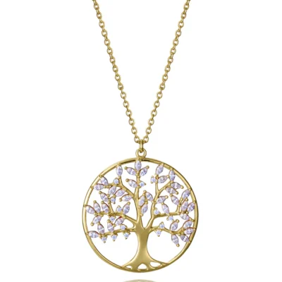 Gargantilla Viceroy plata de ley bañada en oro con árbol de la vida y circonitas
