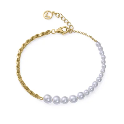 Pulsera Viceroy plata de ley bañada en oro cordón y perlas sintéticas