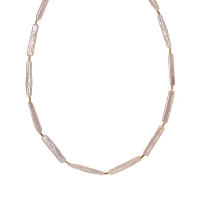 Collar Alisia plata de ley bañado oro y perlas alargadas