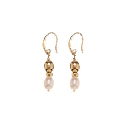 Pendientes Alisia plata de ley bañado oro perlas naturales
