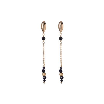 Pendientes Alisia plata de ley bañado oro onix