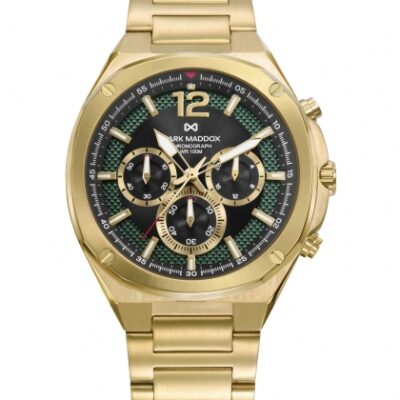 Reloj de Hombre Mark Maddox acero IP dorado y verde