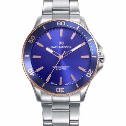 Reloj Mark Maddox hombre acero analógico bitono azul y rosado