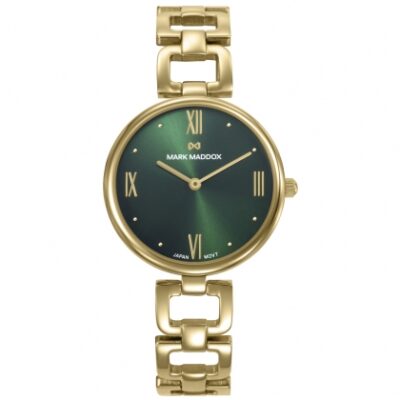 Reloj Mark Maddox dorado y esfera verde