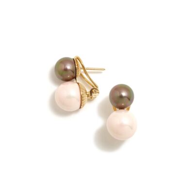 Pendientes Tú y yo Pertegaz dorado perlas catanias Formentor