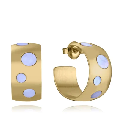 Pendientes aros anchos Viceroy acero IP dorado y nacar