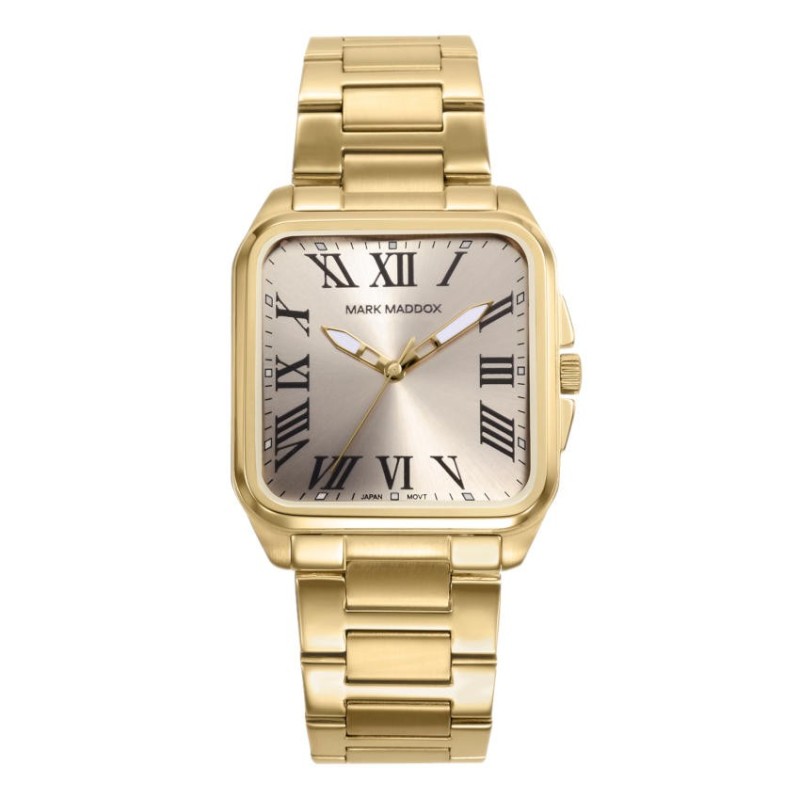 Reloj Mark Maddox hombre IP dorado números romanos