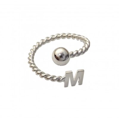 Sortija tonisa inicial personalizada plata de ley