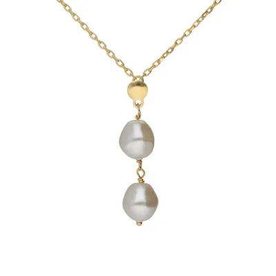 Collar corto Victoria Cruz con perla barroca en Plata bañado oro