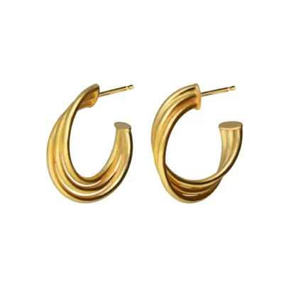 Pendientes Victoria Cruz aro círculo Nivola en Plata bañado oro