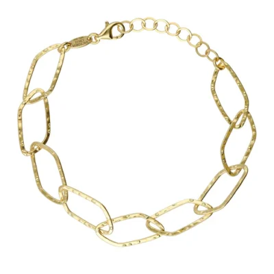 Pulsera Victoria Cruz textura eslabón Alpina en Plata bañada en oro