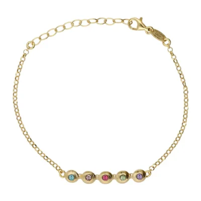 Pulsera textura círculo Bruma con cristal multicolor en Plata baño Oro