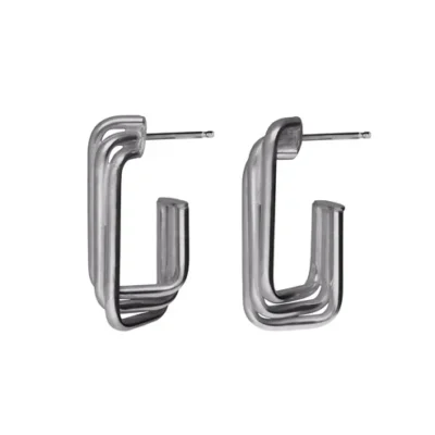 Pendientes Victoria Cruz aros rectángulo Nivola en Plata