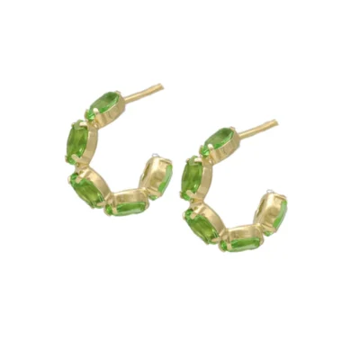 Pendientes aro Maisie 14mm cristal en Plata bañado oro verde