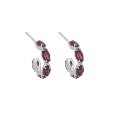 Pendientes aro Maisie 14mm cristal en Plata baño rodio amatista