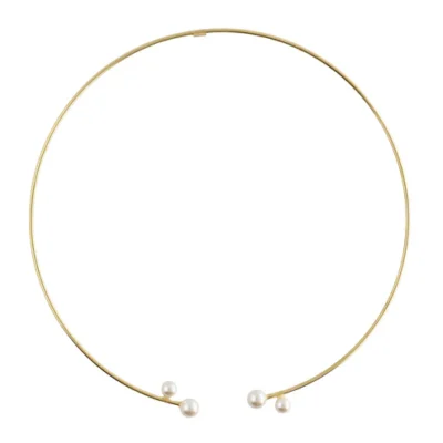 Gargantilla Choker Victoria Cruz con perla en Plata bañada en oro